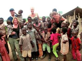 Ali and volunteers with the local children